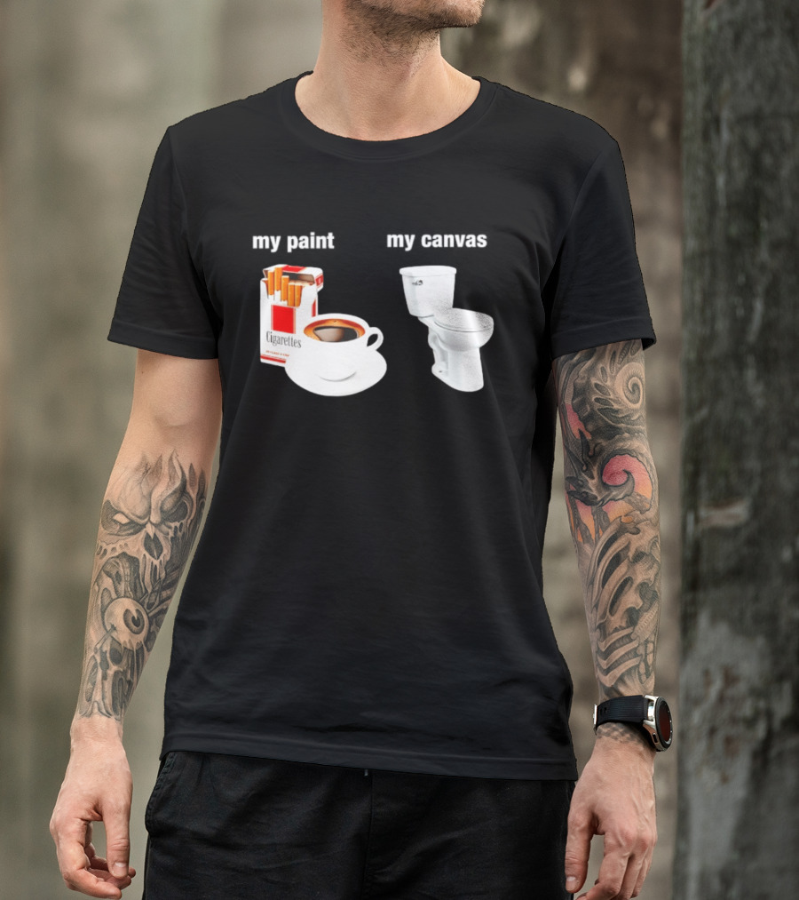 Cigarettes Coffee Toilet Funny Morning Routine T-Shirt