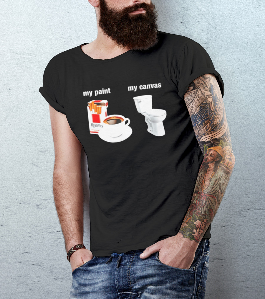 Cigarettes Coffee Toilet Funny Morning Routine T-Shirt