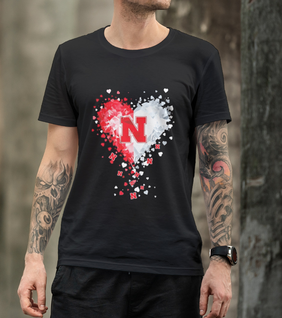 Nebraska Cornhuskers Heart Diamond Red N 2026 NCAA T-Shirt