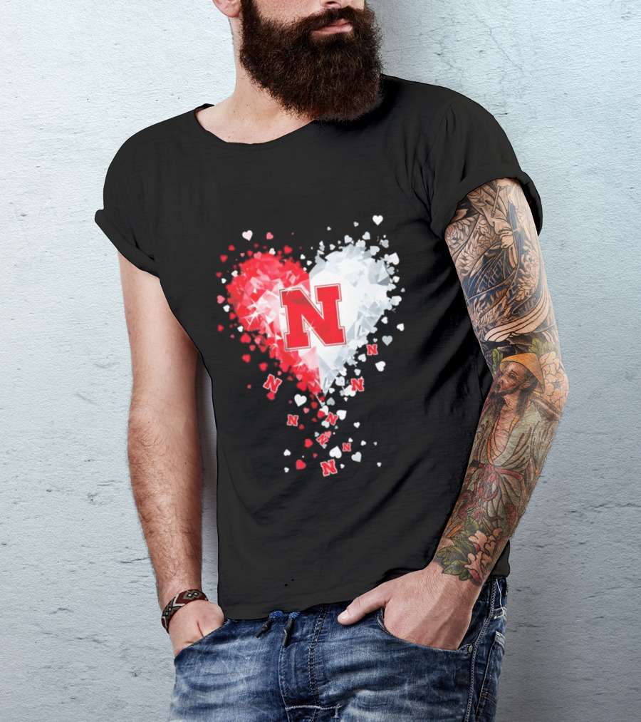 Nebraska Cornhuskers Heart Diamond Red N 2026 NCAA T-Shirt