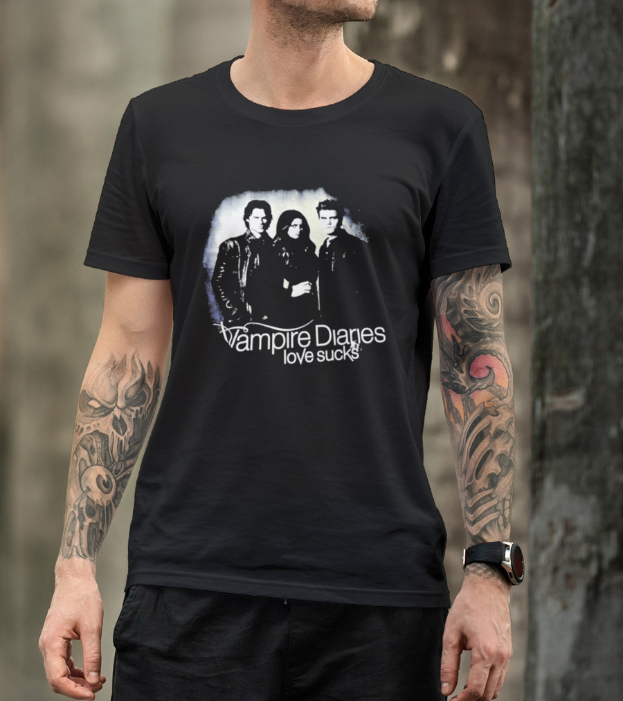 Vampire Diaries Love Sucks Damon Elena Stefan T-Shirt