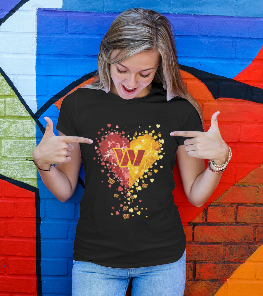 Washington Commanders Heart W Crystalized Chevron Burst T-Shirt