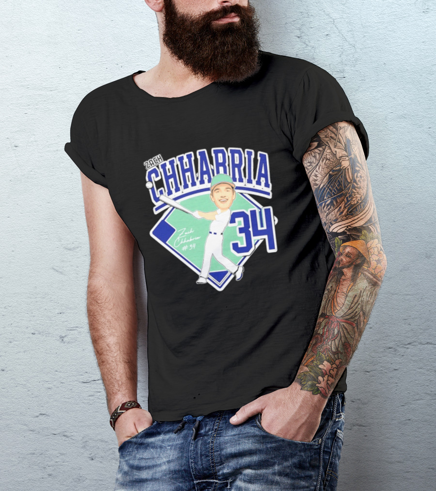 Chhabria 34 Drew University Athletics Baseball Caricature Zach Chhabria T-Shirt