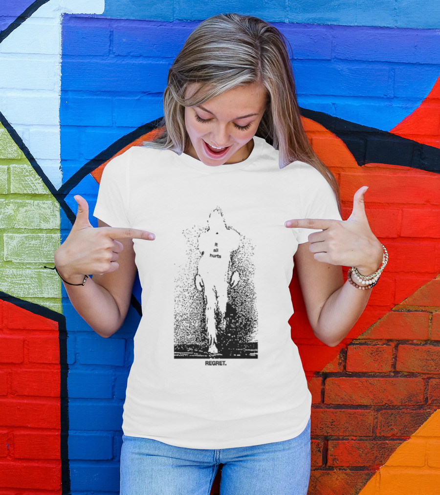 It All Hurts Regret Sadness Existential Skeleton Ghostly Figure T-Shirt