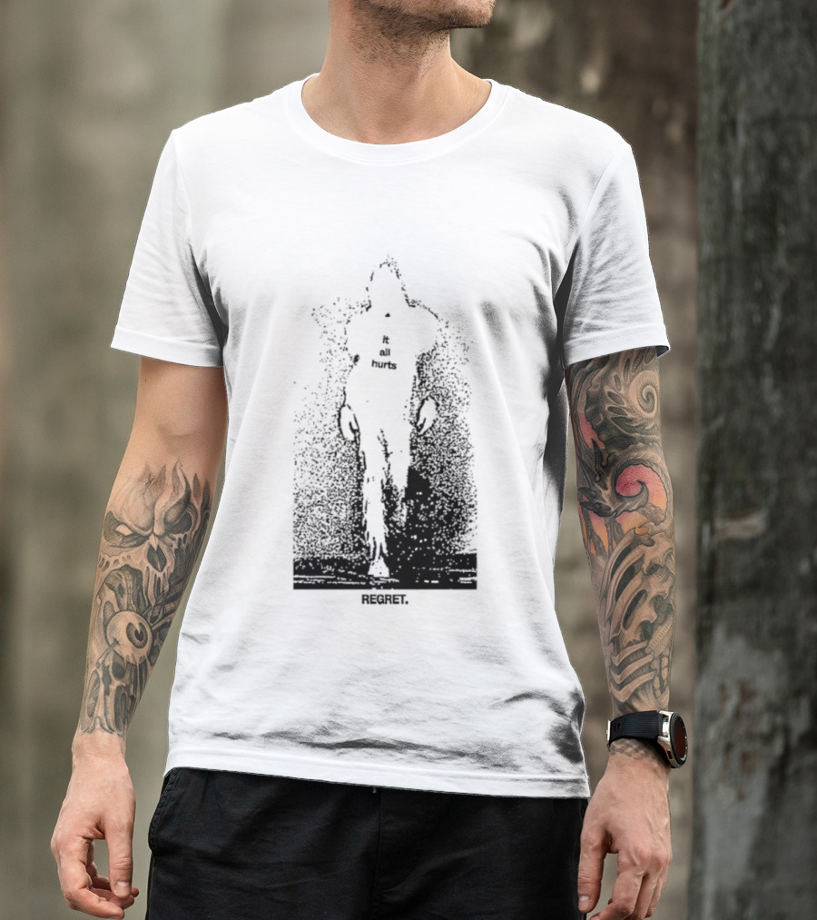 It All Hurts Regret Sadness Existential Skeleton Ghostly Figure T-Shirt