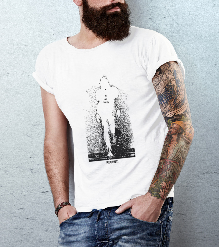 It All Hurts Regret Sadness Existential Skeleton Ghostly Figure T-Shirt