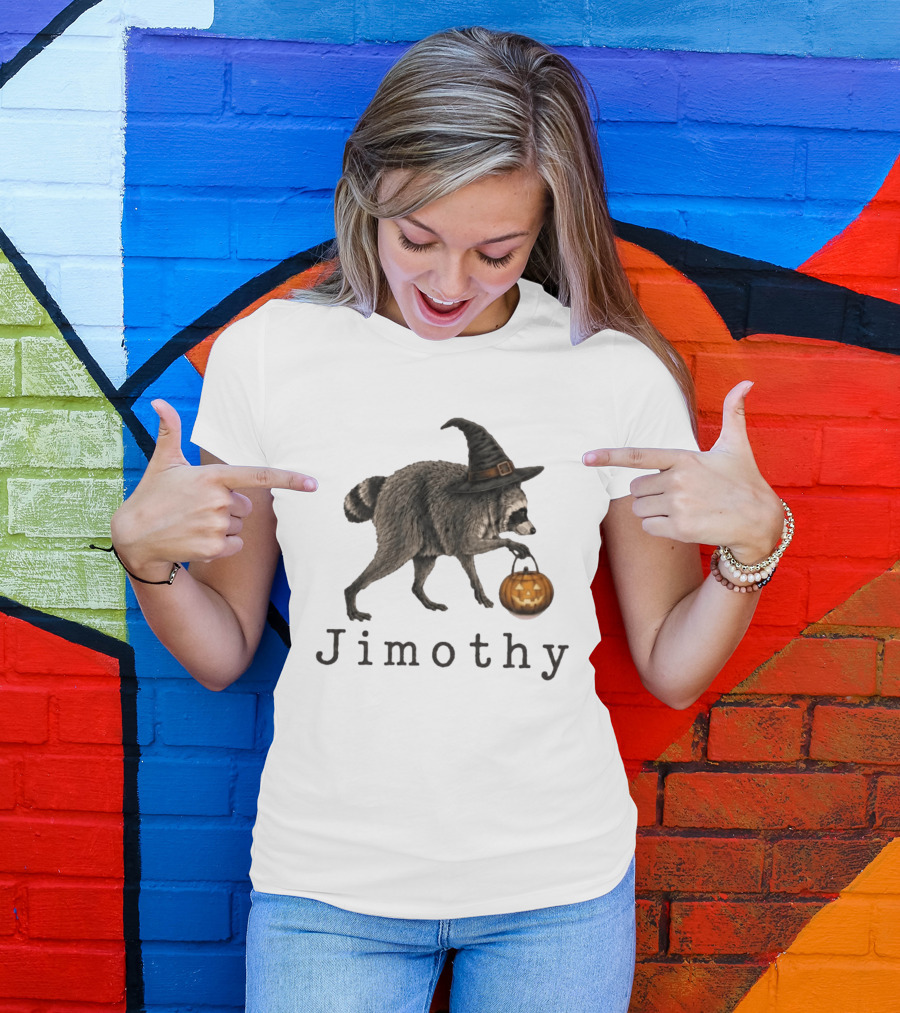 Jimothy Raccoon Witch Hat Pumpkin Halloween T-Shirt
