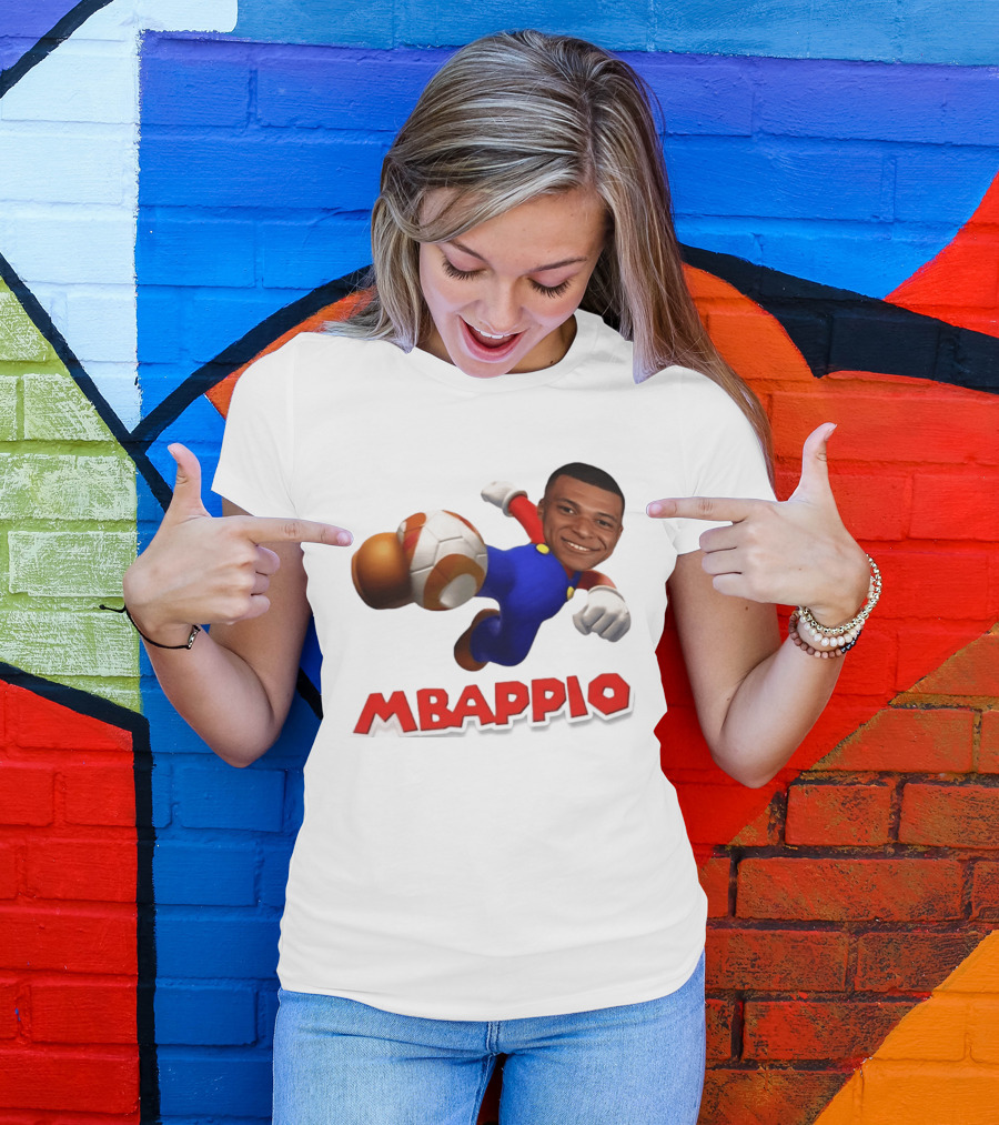 Kylian Mbappe Mbappio X Mario Meme Football T-Shirt