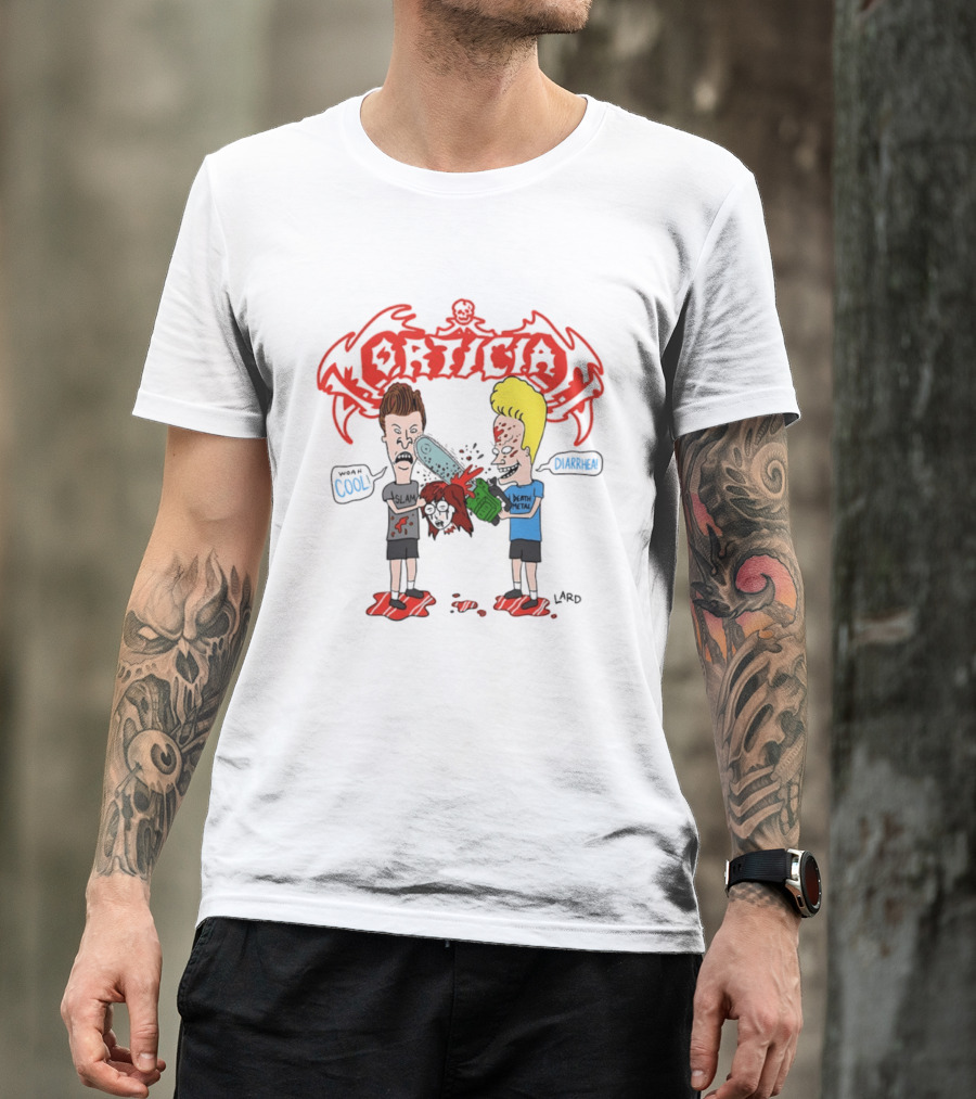 Morticia Beavis And Butt Head Chainsaw Cool Death Metal Slam T-Shirt