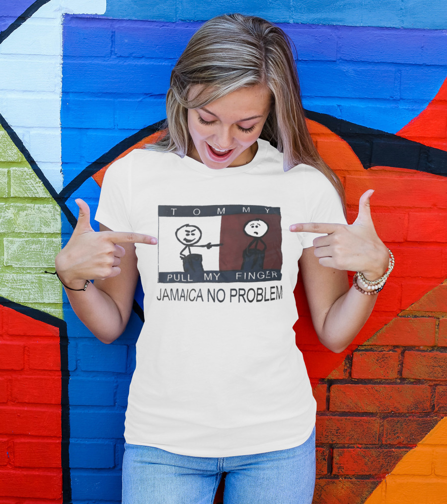 Tommy Pull My Finger Jamaica No Problem Stick Figure Comedy T-Shirt