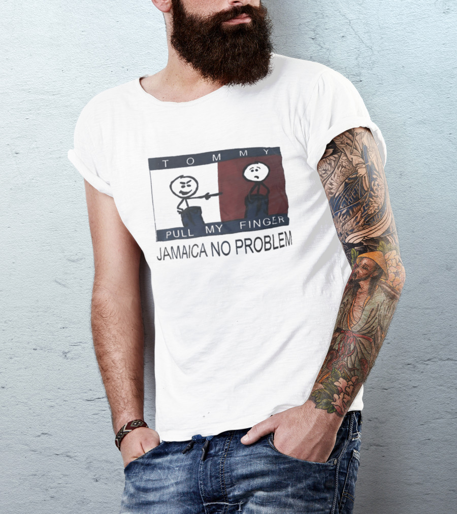 Tommy Pull My Finger Jamaica No Problem Stick Figure Comedy T-Shirt