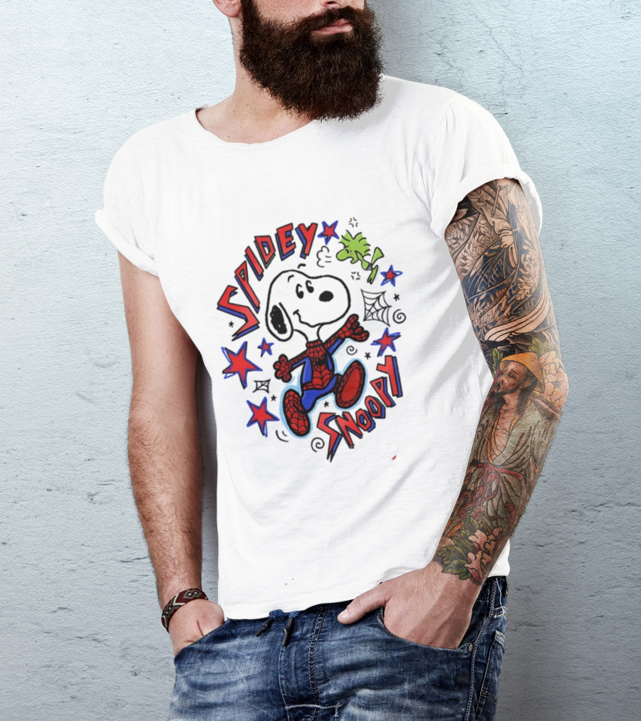 Spidey Snoopy Woodstock 2026 Crossover With Stars And Webs T-Shirt