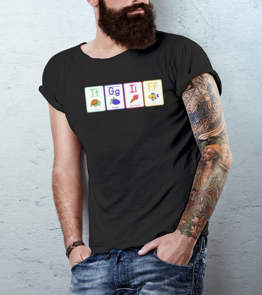 Alphabet Flashcards G I F Turtle Grapes Ice Cream Fish T-Shirt