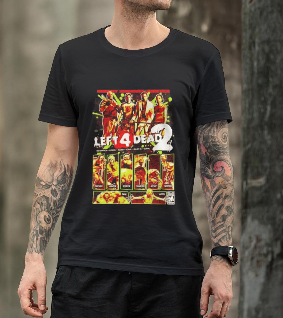 Left 4 Dead 2 Nobody Survives Forever Bill Zoey Francis Louis Hunter Boomer Charger Spitter Tank Witch T-Shirt