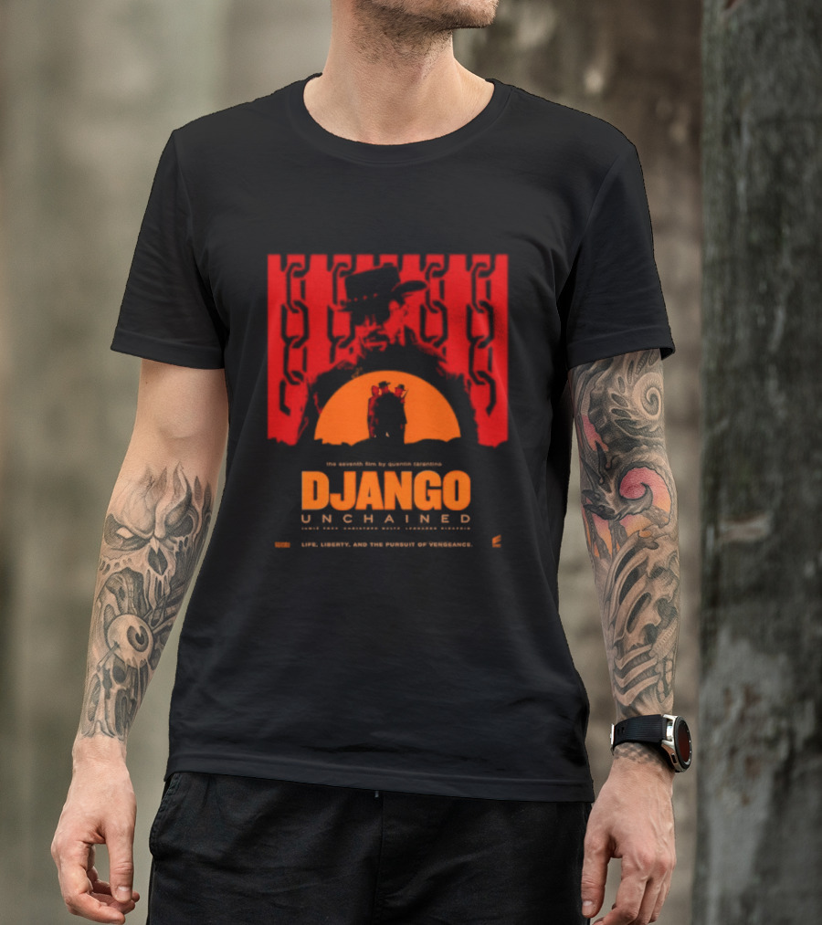 Django Unchained Life Liberty And The Pursuit Of Vengeance Red And Orange T-Shirt