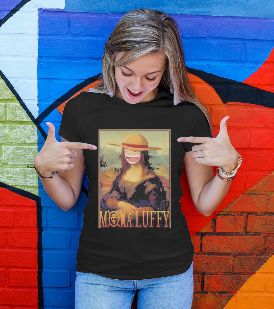 Mona Luffy Anime Mashup Mona Lisa T-Shirt