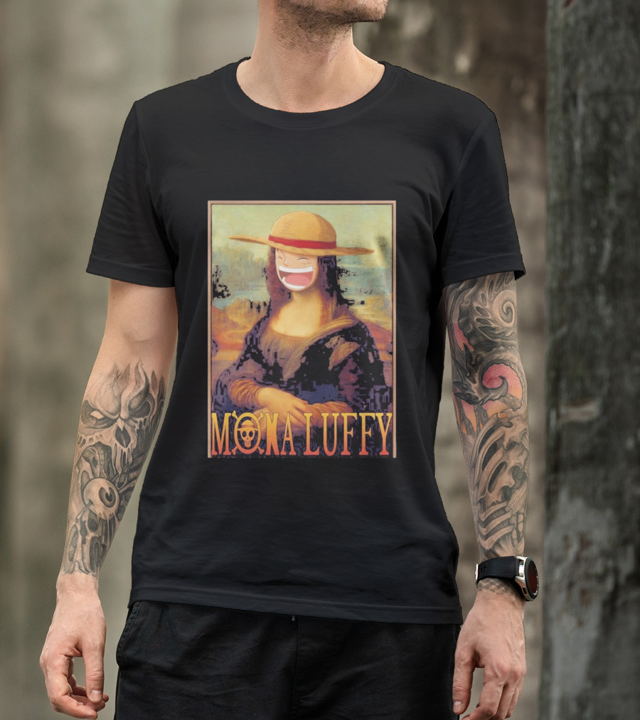 Mona Luffy Anime Mashup Mona Lisa T-Shirt