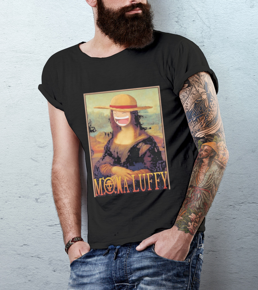 Mona Luffy Anime Mashup Mona Lisa T-Shirt