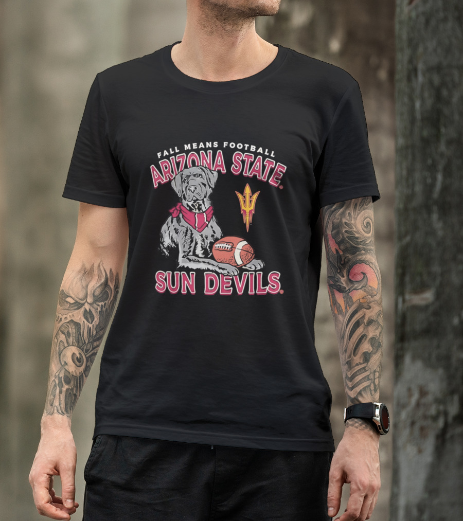 Fall Means Football Arizona State Sun Devils Mascot With Football T-Shirt