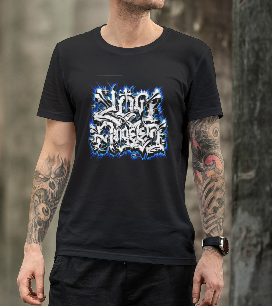 Gangster Streetwear Graffiti Urban White Blue Flame T-Shirt