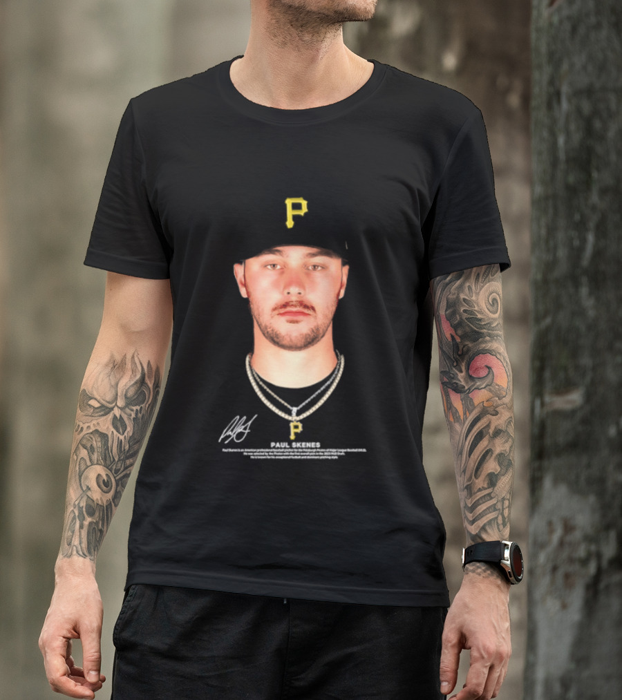 Paul Skenes Pittsburgh Pirates MLB Player Portrait And Signature T-Shirt