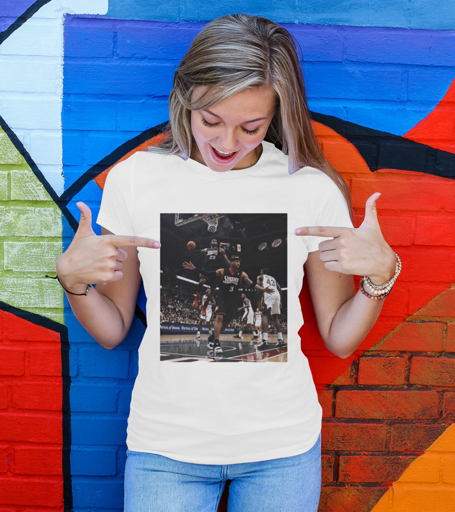 Philadelphia 76ers A.I. LeBron James Iconic Basketball Moment T-Shirt