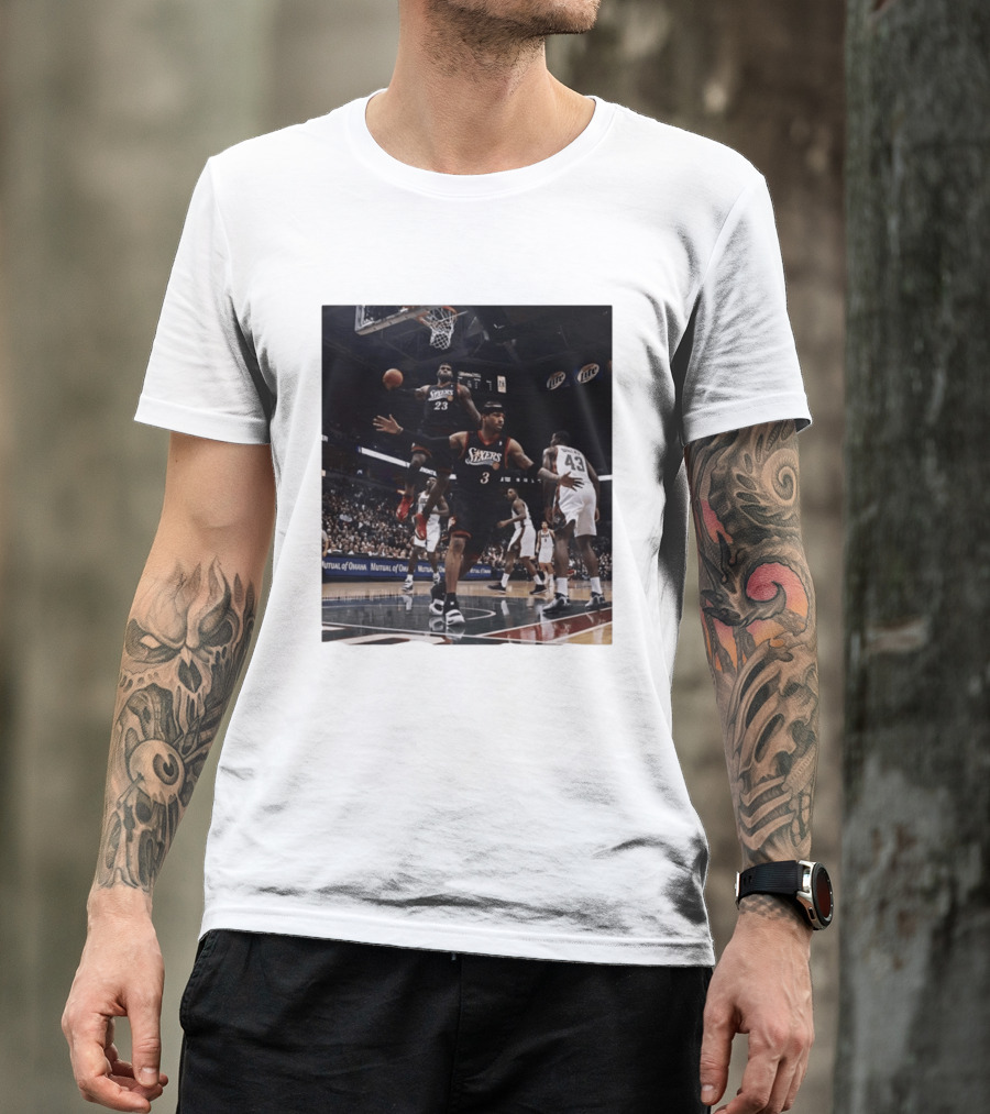 Philadelphia 76ers A.I. LeBron James Iconic Basketball Moment T-Shirt
