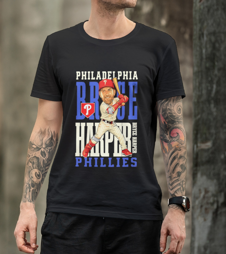 Philadelphia Phillies Bryce Harper Baseball Caricature Clash T-Shirt