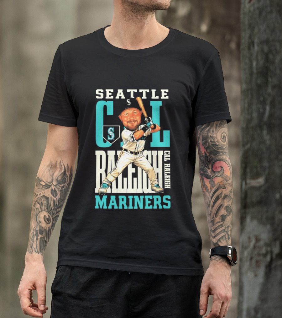 Seattle Mariners Cal Raleigh Baseball Caricature Mariners T-Shirt
