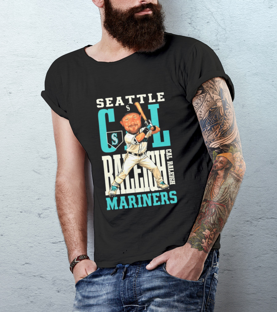 Seattle Mariners Cal Raleigh Baseball Caricature Mariners T-Shirt