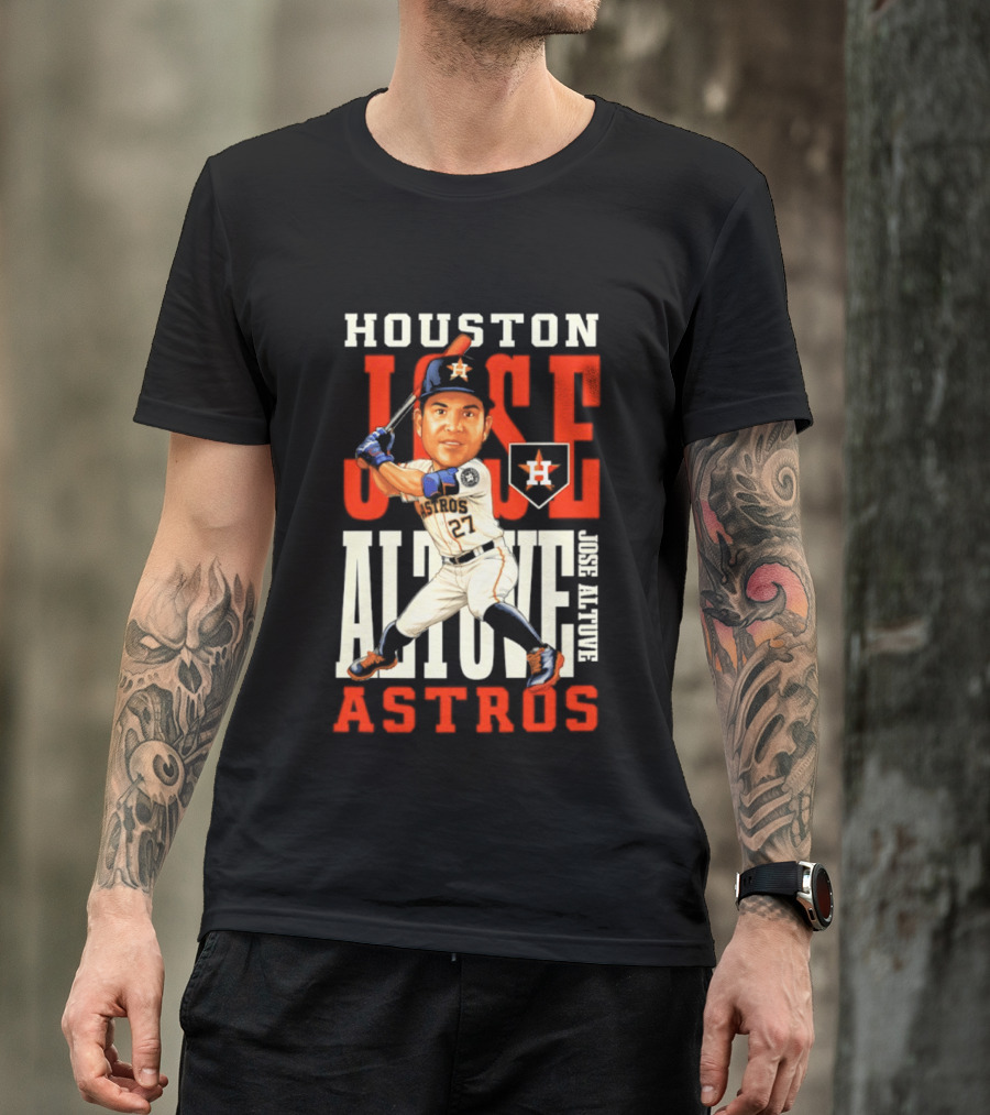 Houston Astros Jose Altuve Baseball Caricature T-Shirt