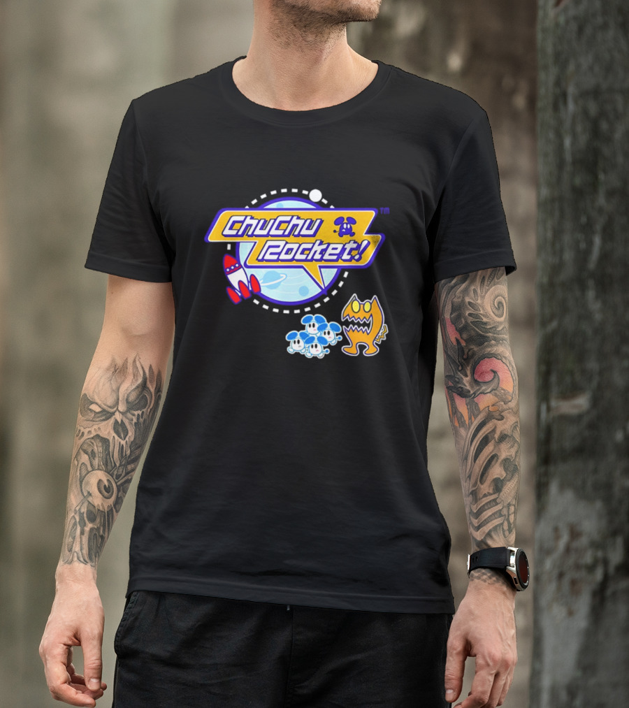 ChuChu Rocket Iconic Game Logo With Spaceship And Characters T-Shirt