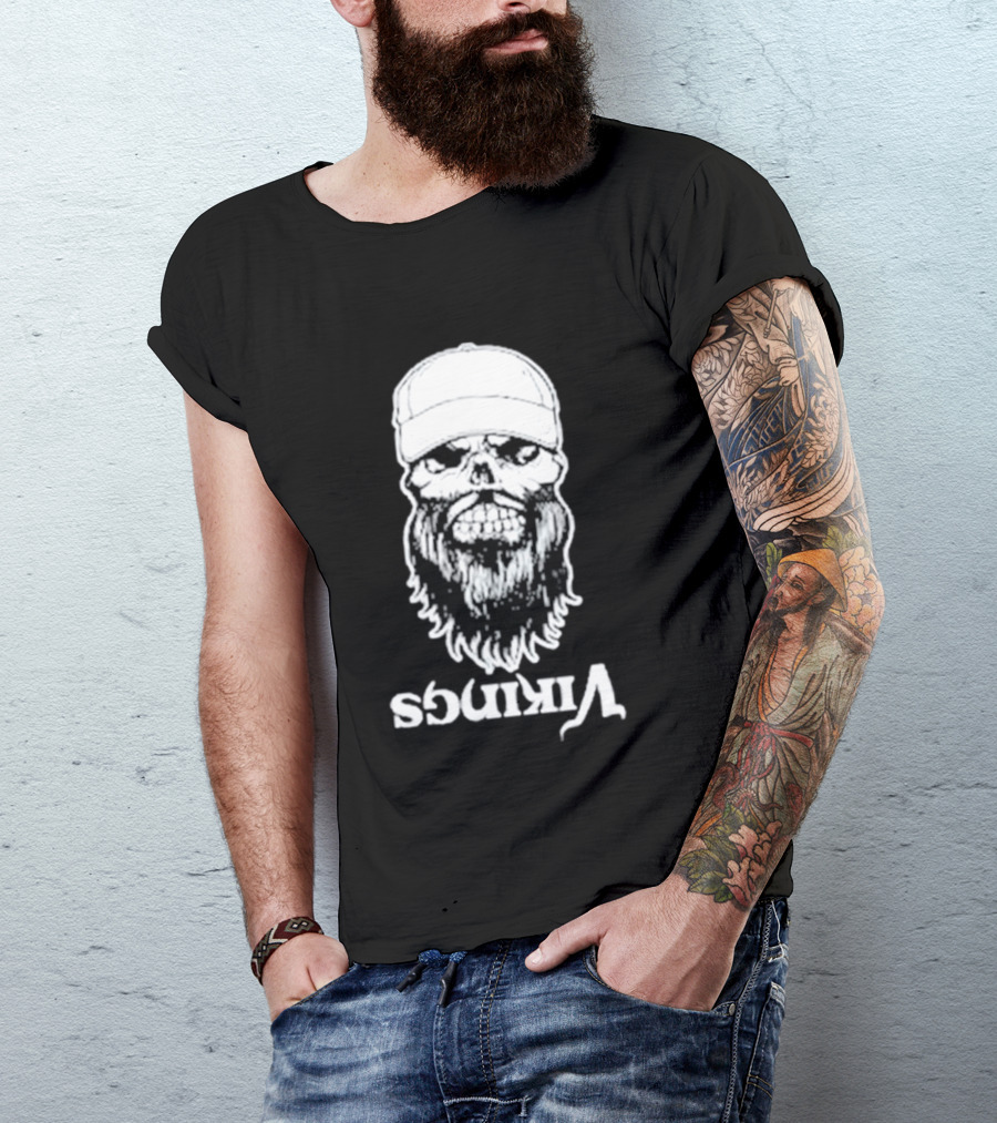 Luke Combs Vikings Tour Skull Beard Hat T-Shirt