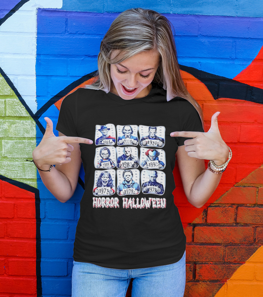 Horror Halloween Shot Characters 1973 1978 1980 1984 1988 1990 2004 Iconic Slashers T-Shirt