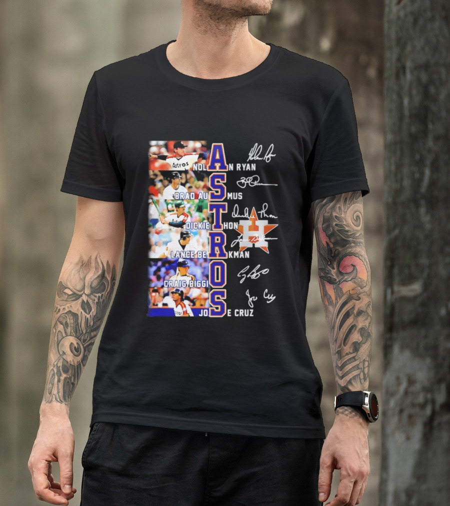 Nolan Ryan Brad Ausmus Dickie Thon Lance Berkman Craig Biggio Jose Cruz Houston Astros Baseball Legends T-Shirt