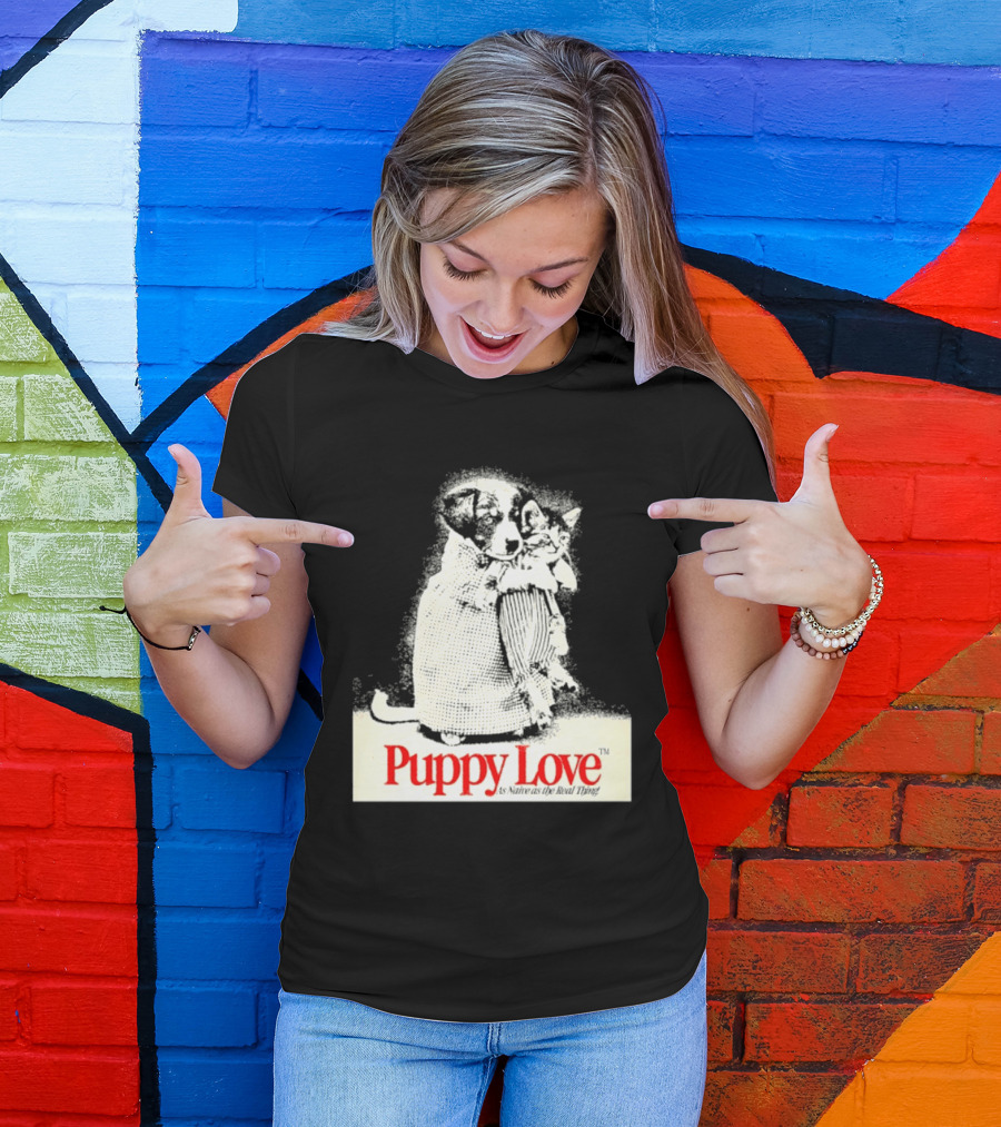Puppy Love Naive Romance In Print T-Shirt