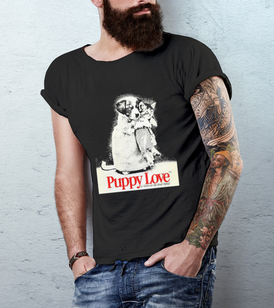 Puppy Love Naive Romance In Print T-Shirt