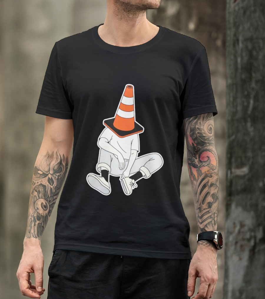 Under Construction Introvert Mode Traffic Cone Head Silent Reflection T-Shirt