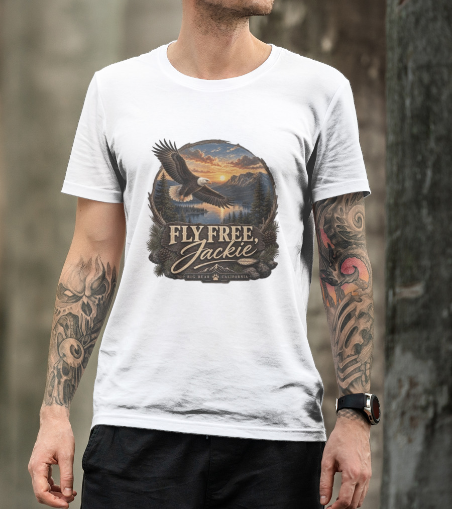 Fly Free Jackie Eagle Soaring Big Bear California Sunset T-Shirt