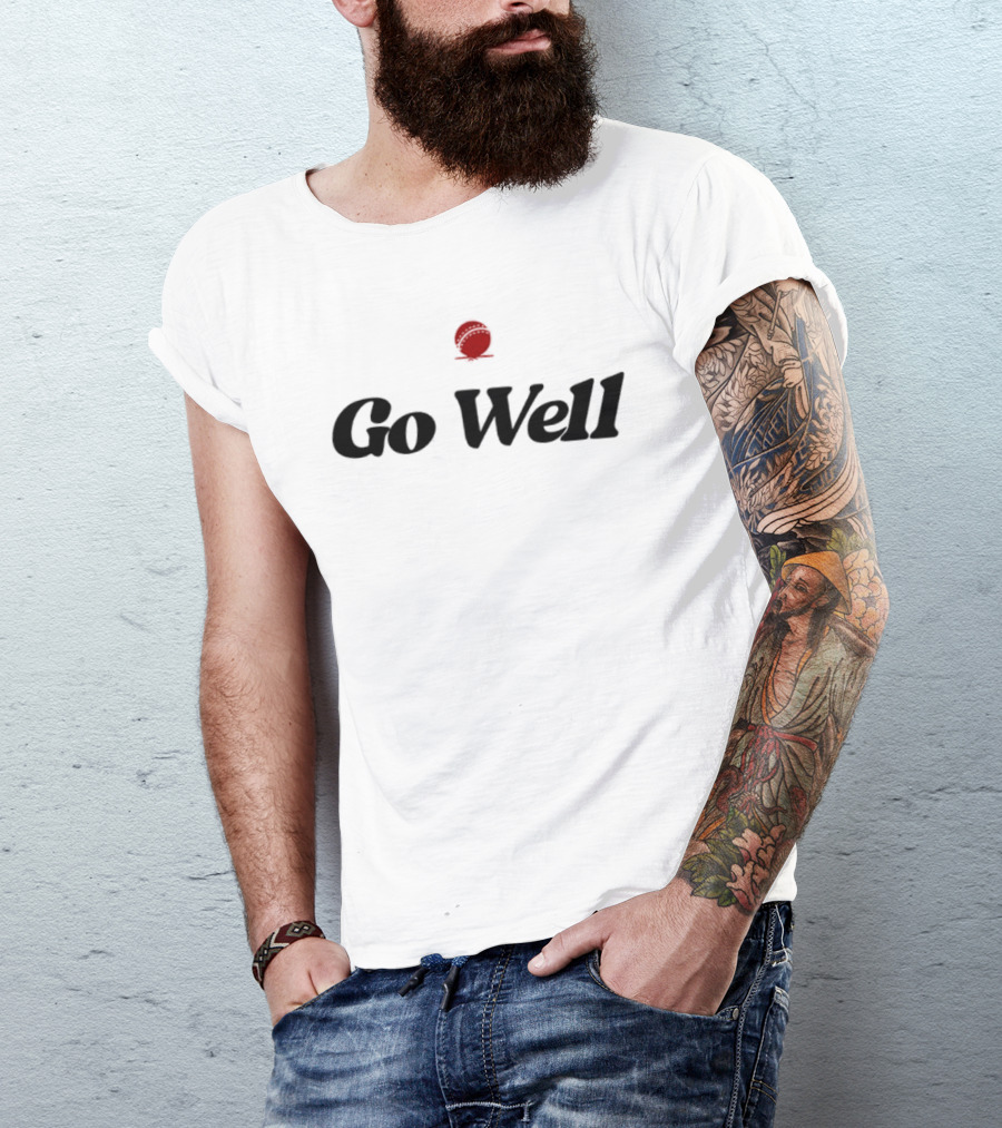 Go Well Cheers Cricket Red Ball Icon 2 Sided T-Shirt