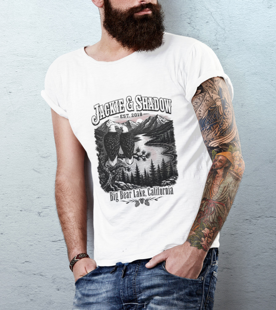 Jackie And Shadow Est 2018 Big Bear Lake California Mountain Scene T-Shirt