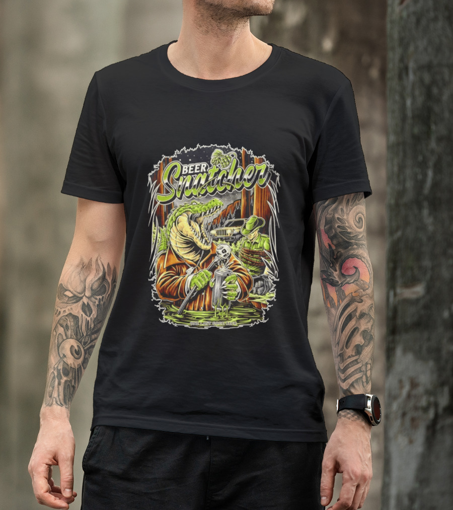 Beer Snatcher Alligator One Last Good Beer Hunter Scene T-Shirt