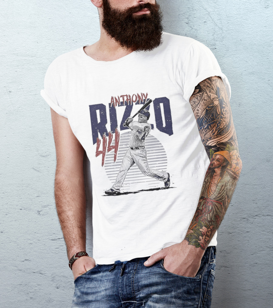 Anthony Rizzo 44 Chicago Cubs Slugger Baseball Swing T-Shirt