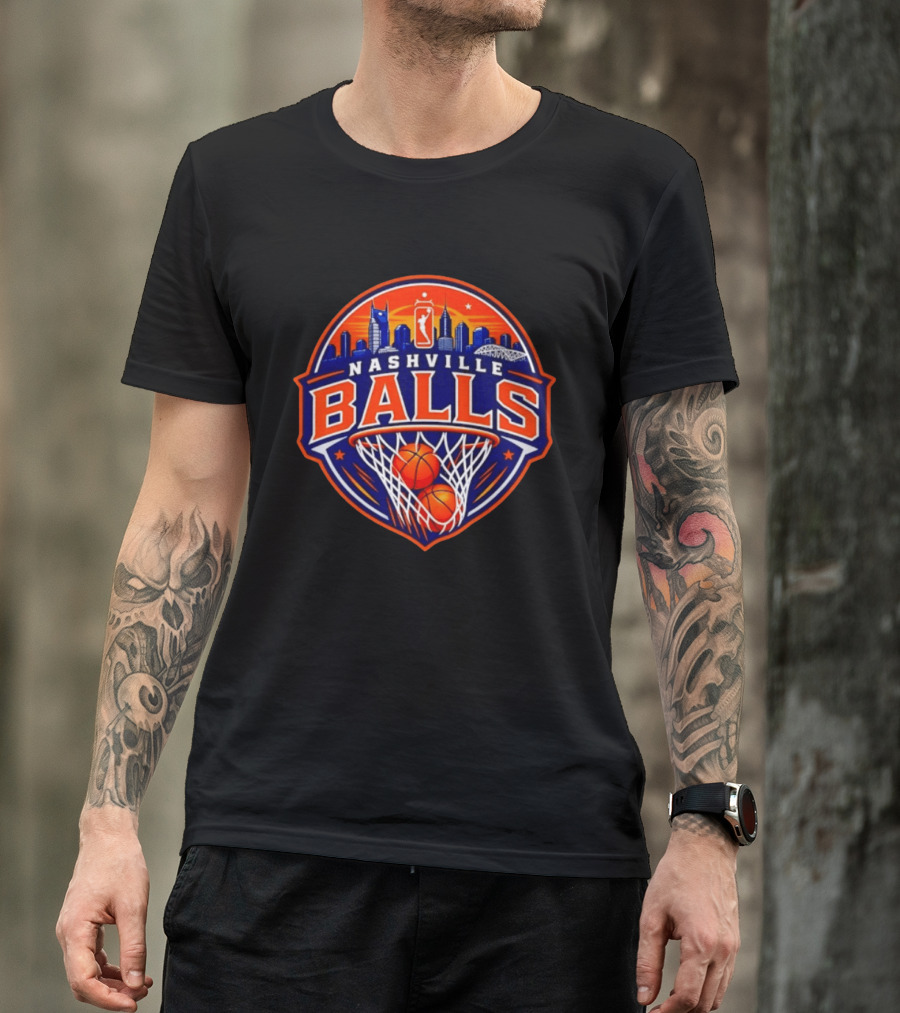 Nashville Balls Basketball Sports Skyline And Net T-Shirt