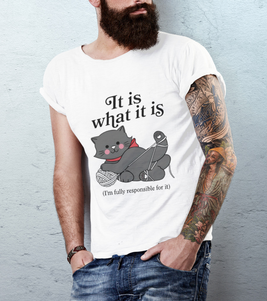 It Is What It Is Playful Cat With Yarn I'm Fully Responsible For It T-Shirt