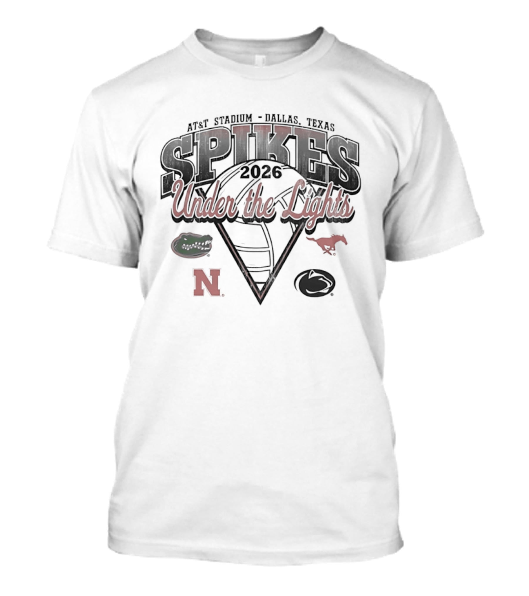 AT&T Stadium Spikes Under The Lights 2026 Dallas Texas Gators Huskers Mustangs Football Event T-Shirt