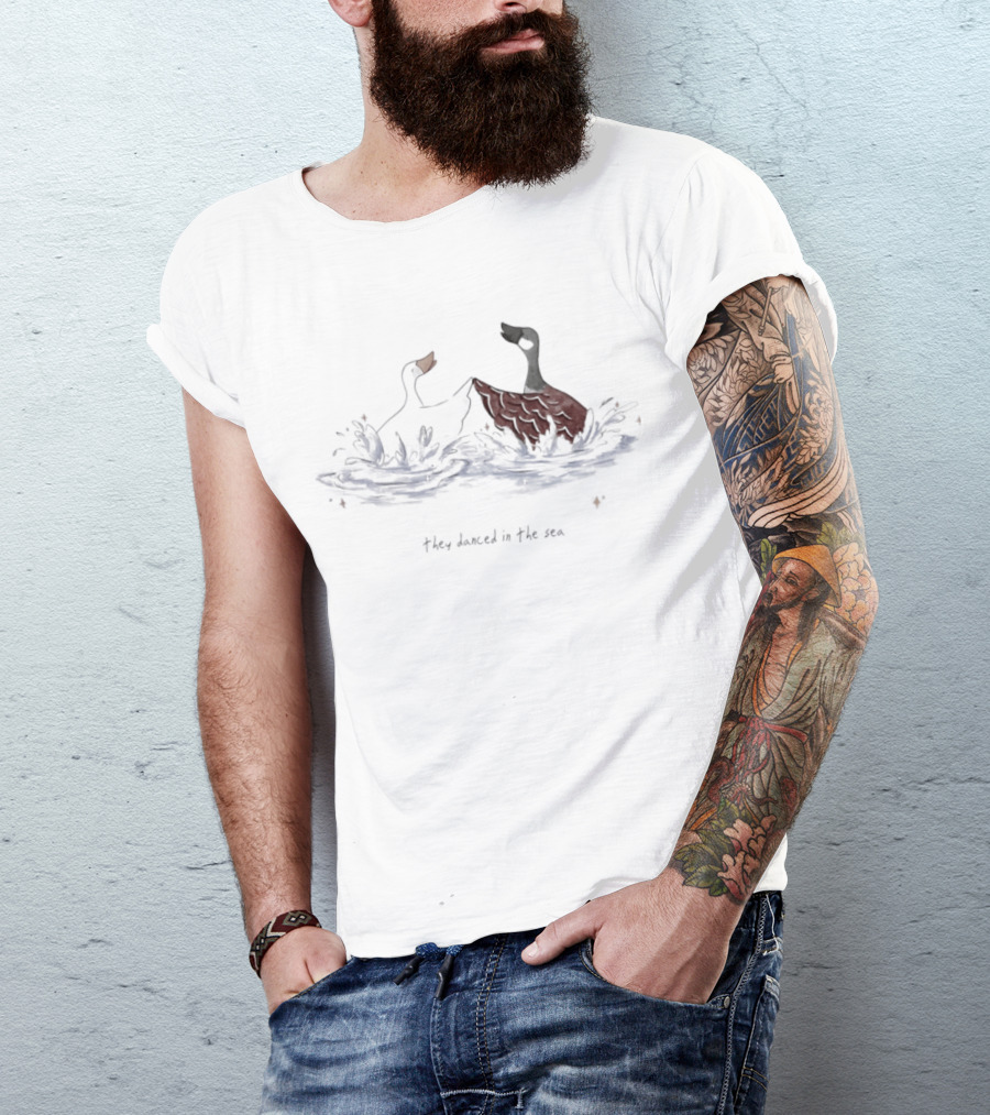They Danced In The Sea Goose Ducks Watercolor T-Shirt