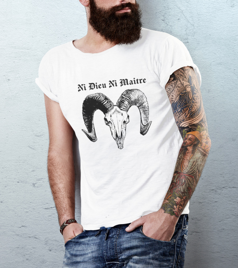 Ni Dieu Ni Maitre Ram Skull Anarchist T-Shirt