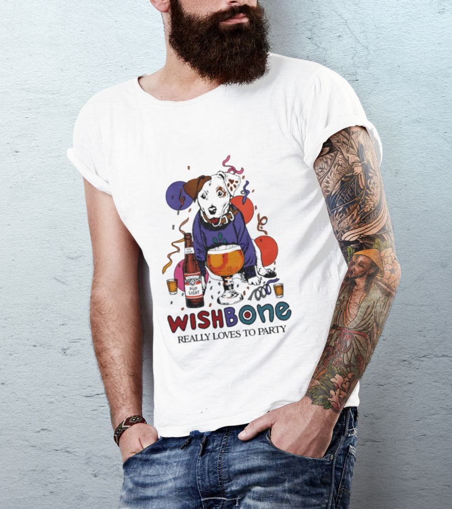 Wishbone Really Loves To Party Dog Beer Celebration T-Shirt