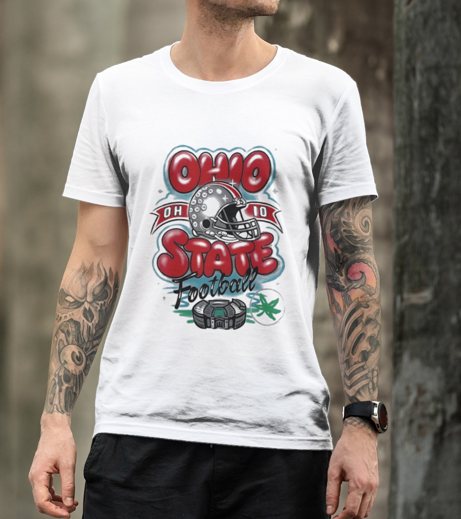 Ohio State Buckeyes Football 90s Bootleg Airbrush Helmet Stadium T-Shirt